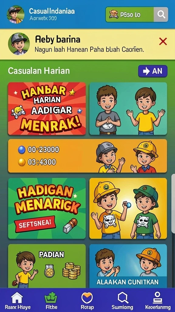 Berbagai karakter unik siap untuk dimainkan.
